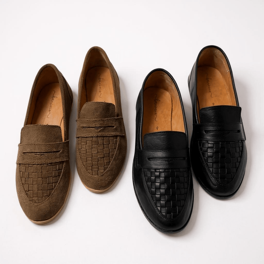 Sarah Suede Loafers – Handwoven - Harmonica