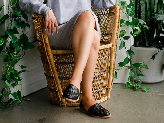 Karina Handwoven Flats - Black - Harmonica