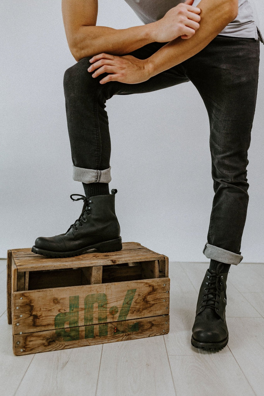 MEN Collection - Don Carlo Lace Up Boots - Black Matte - Harmonica