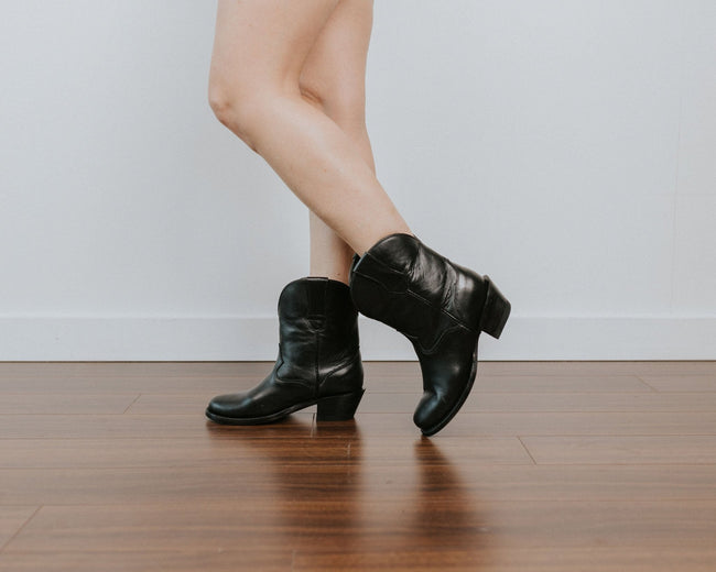 Victoria Cowgirl Bootie - Jet Black - Harmonica
